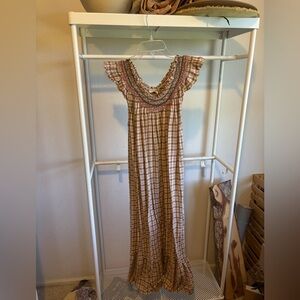 Doen Lodge Nightgown Plaid Ruffle Maxi Dress